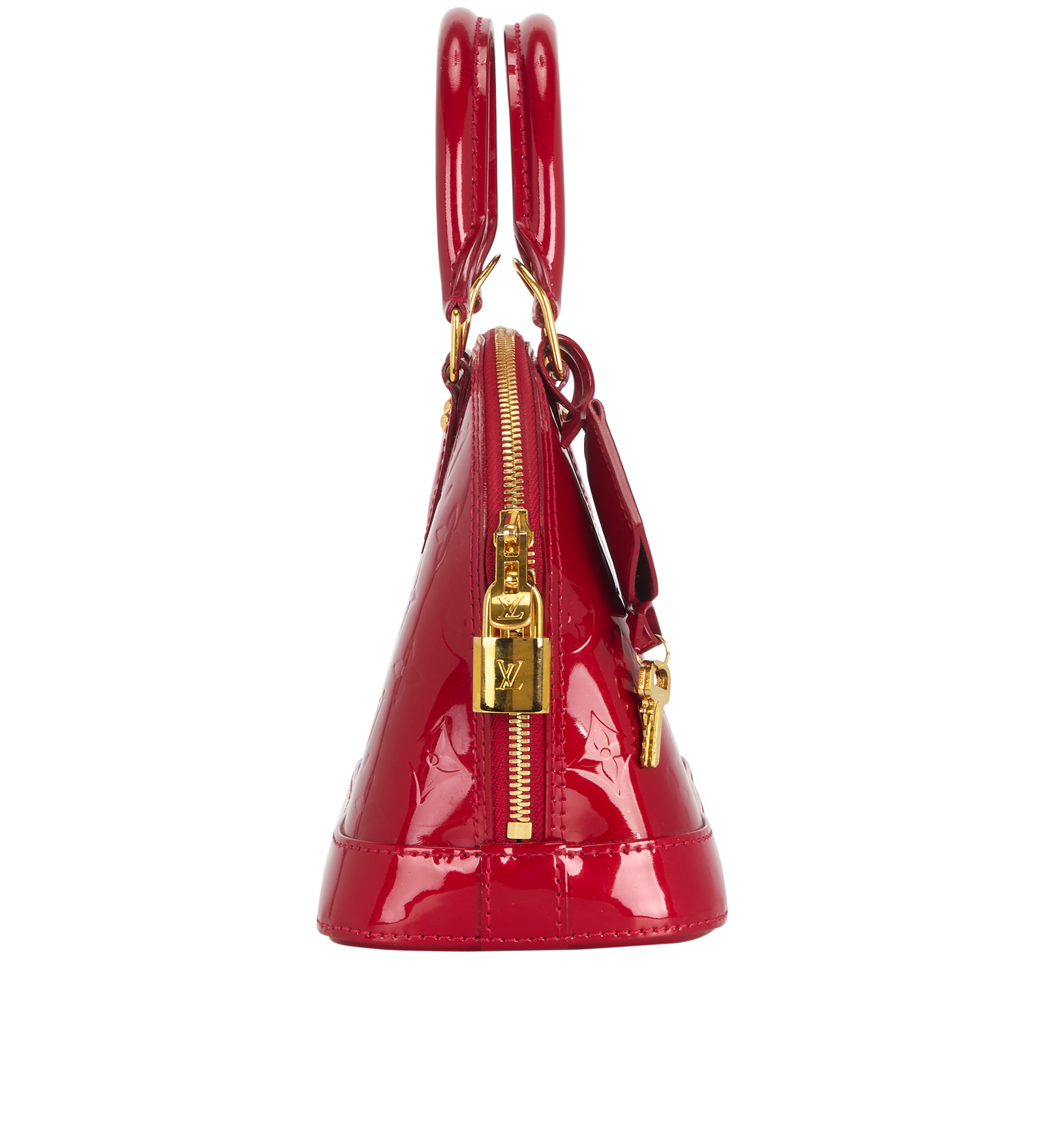 Alma BB, &pound;750, Handbags, Red, Patent Leather, Side view